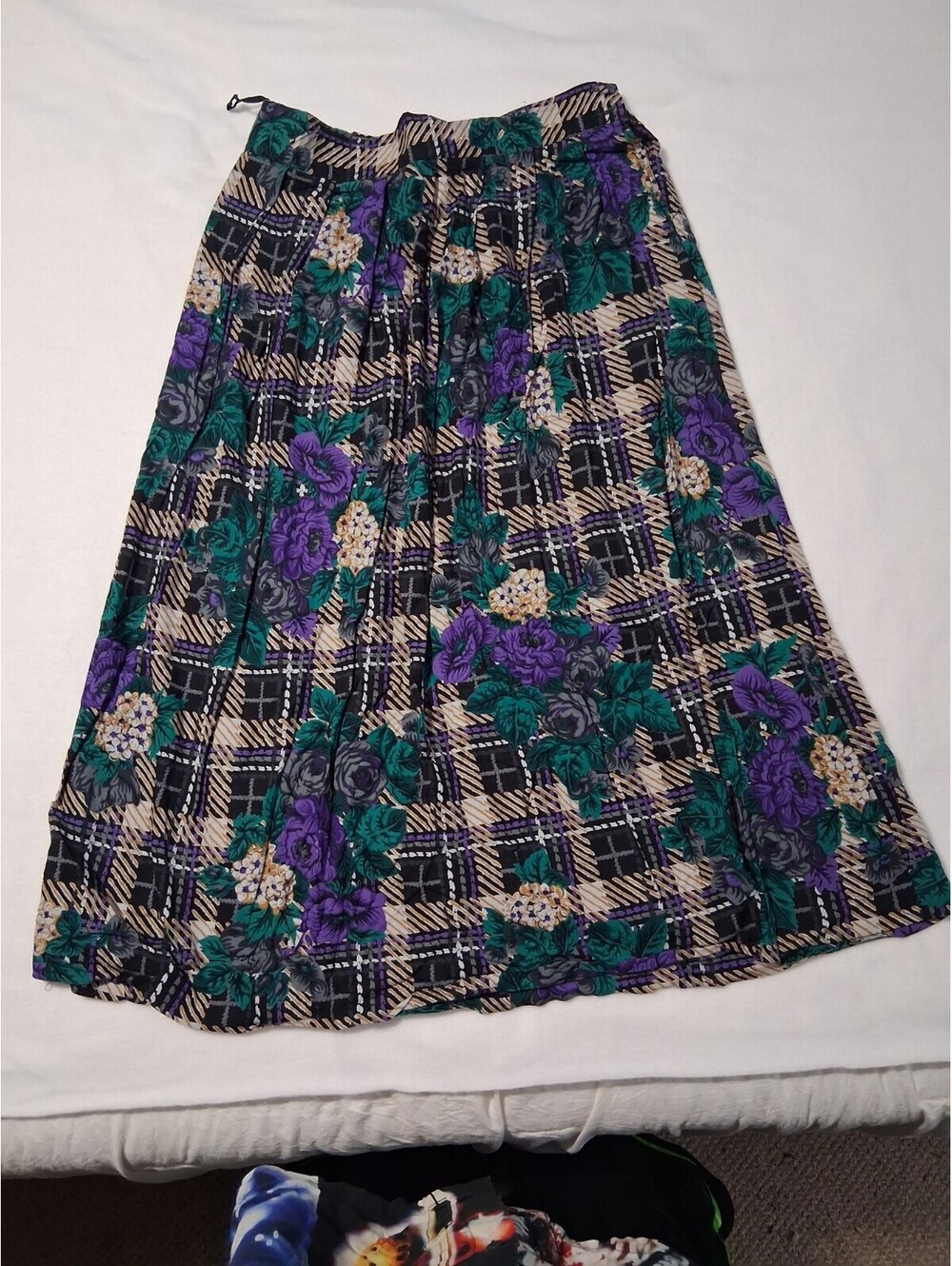 Vintage Worthington Plaid Floral Skirt